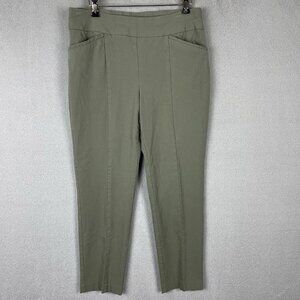 Chicos Fabulously Slimming Pull On Pants Womens Size 1.5 Green Ankle Stretch